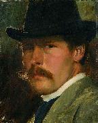 Paul Raud Self-Portrait with a Hat Sweden oil painting artist